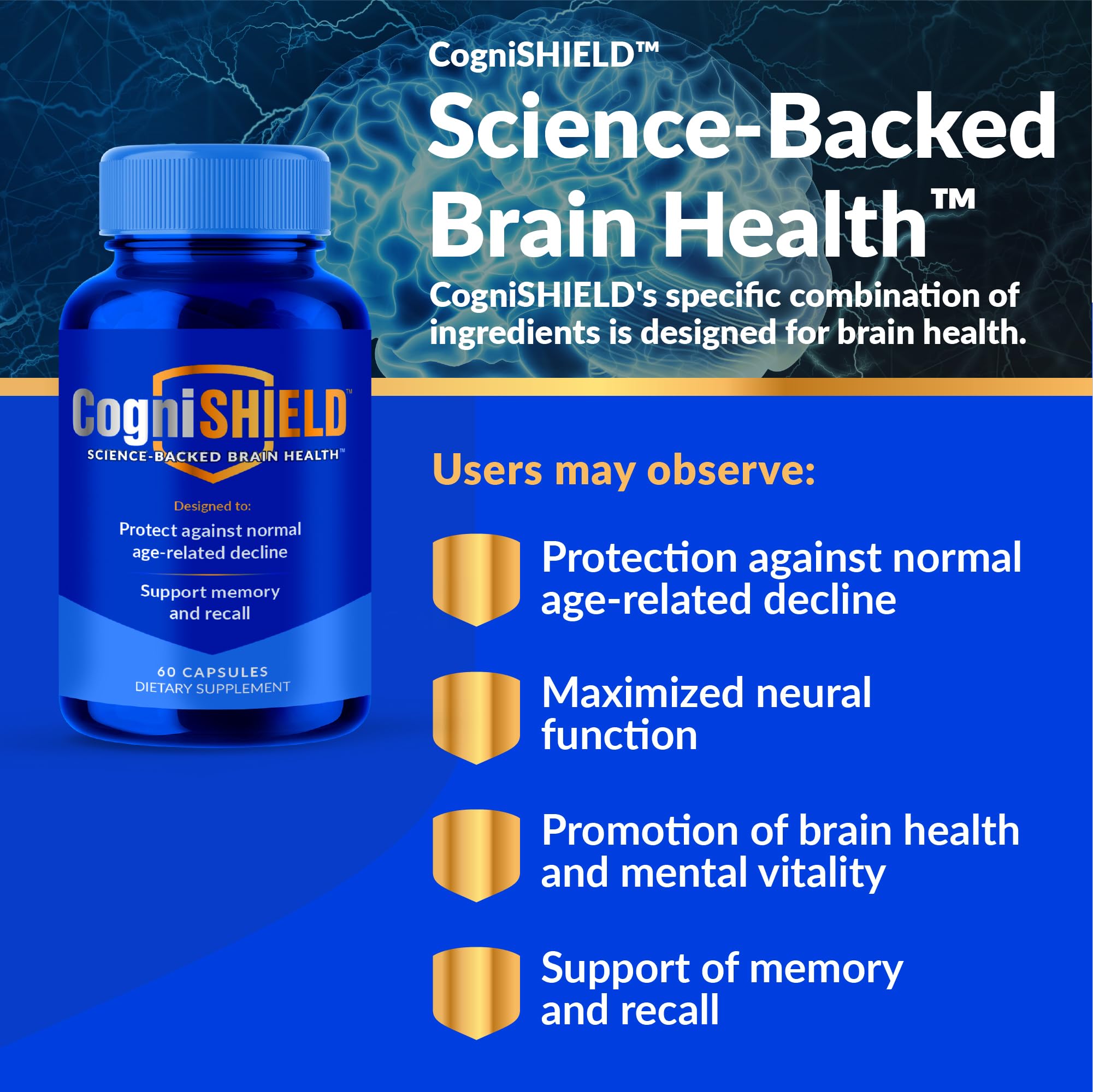 Brain health benefits concept for CogniSHIELD