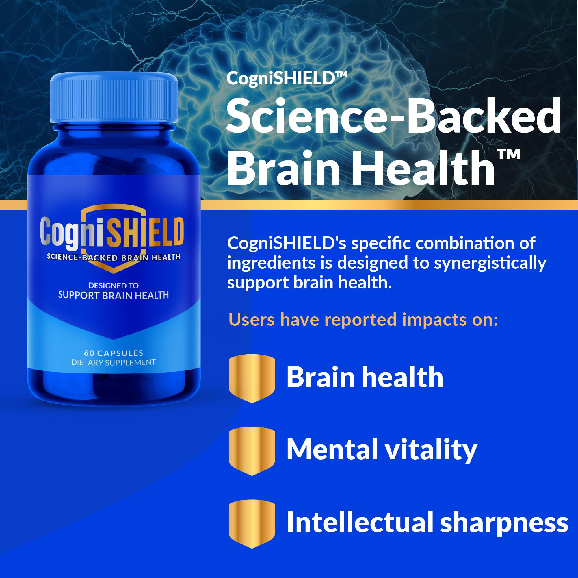 CogniSHIELD capsules dispensed for easy daily use supporting brain vitality