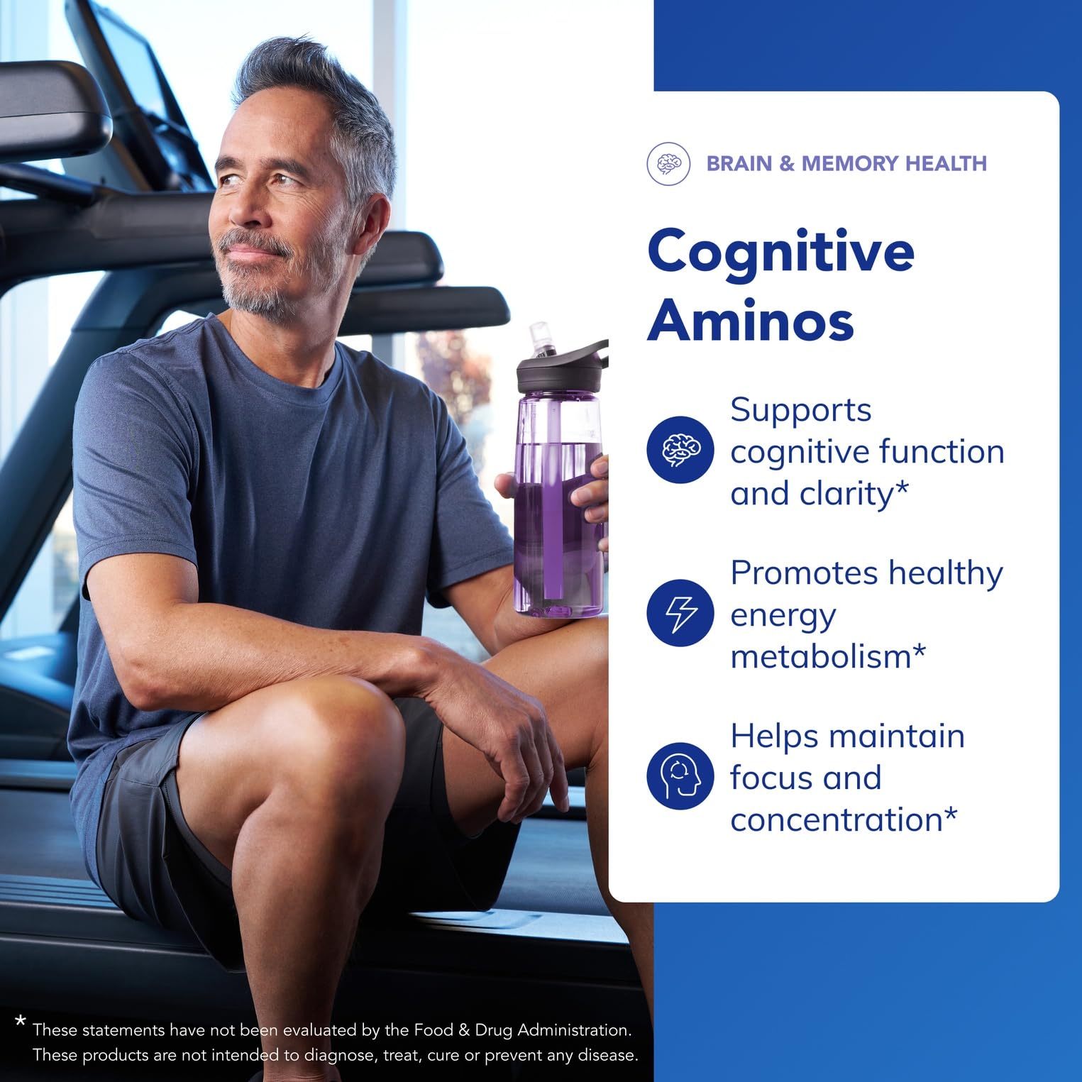 Ingredient panel showing amino acids and acetyl-L-carnitine