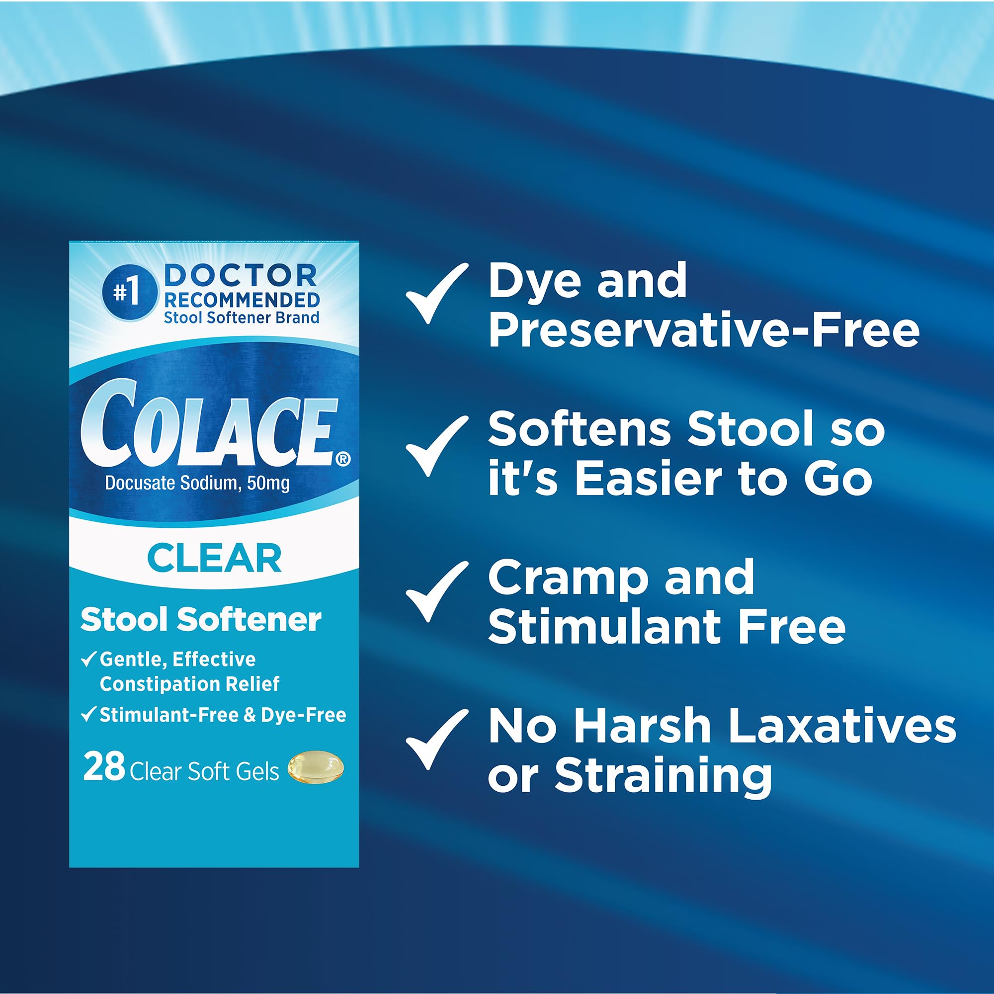 Colace bottle with patient-friendly instructions visible on label