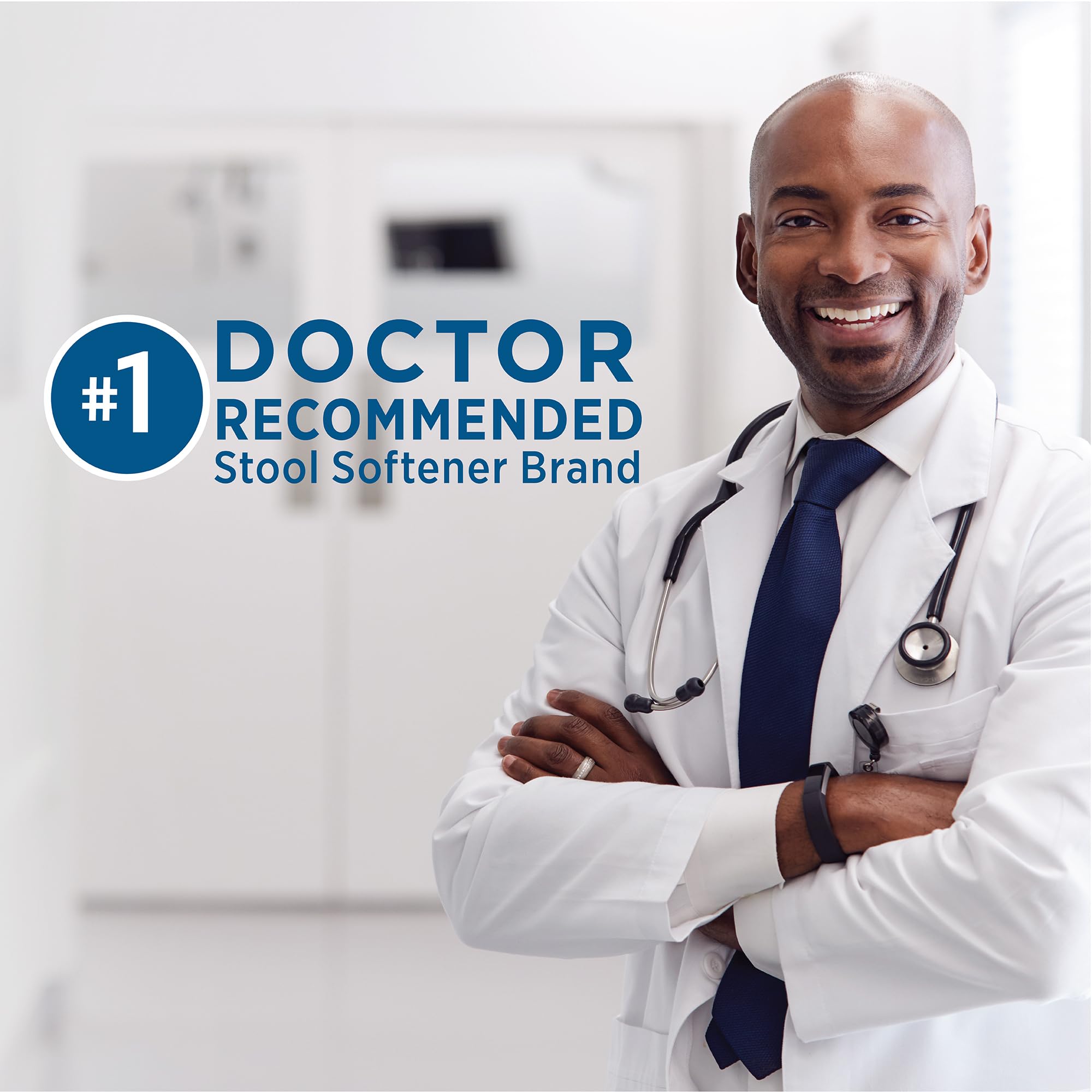 Colace docusate sodium ingredient graphic illustrating the gentle stool-softening mechanism.
