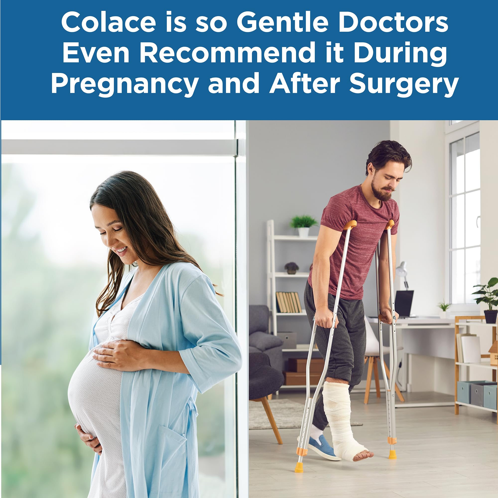Colace packaging close-up highlighting stimulant-free stool softening.