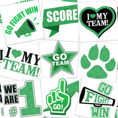 Colarr 180-piece green and black team spirit tattoos pack for group cheering