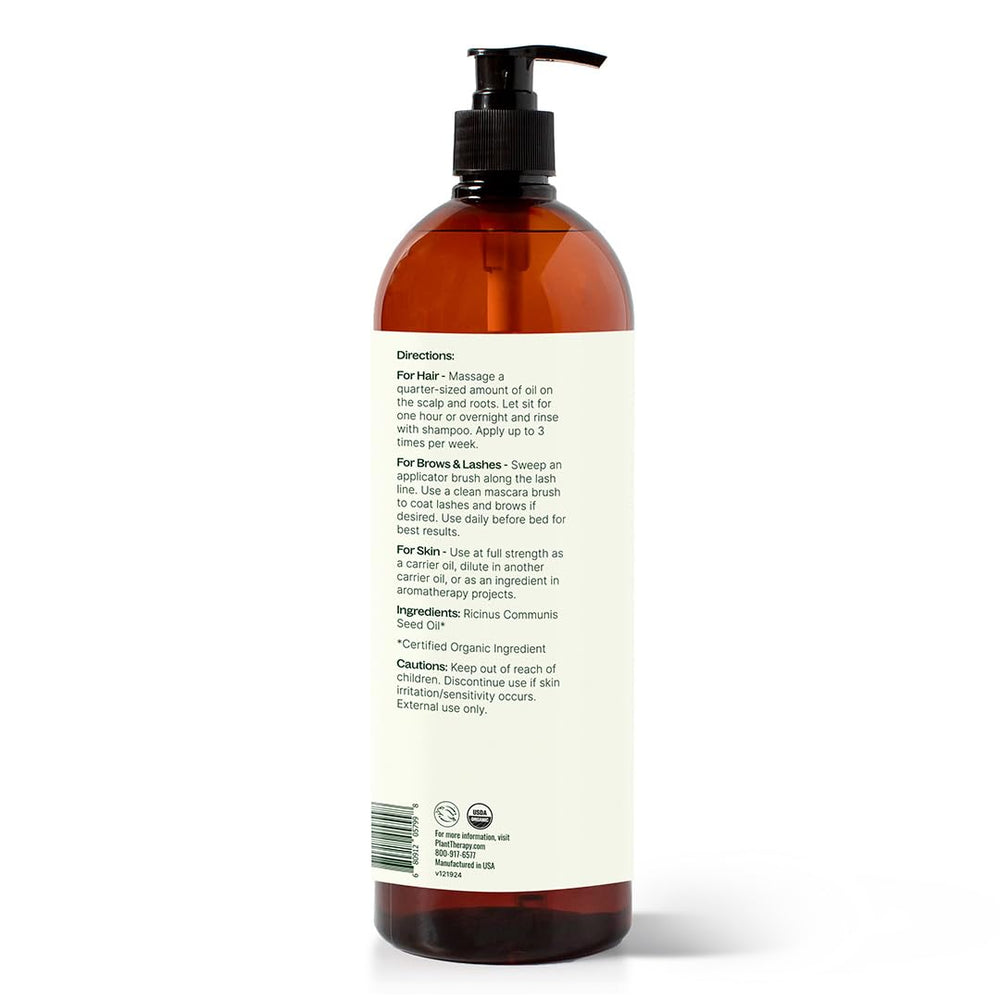Cold-pressed castor oil 32oz bottle close-up