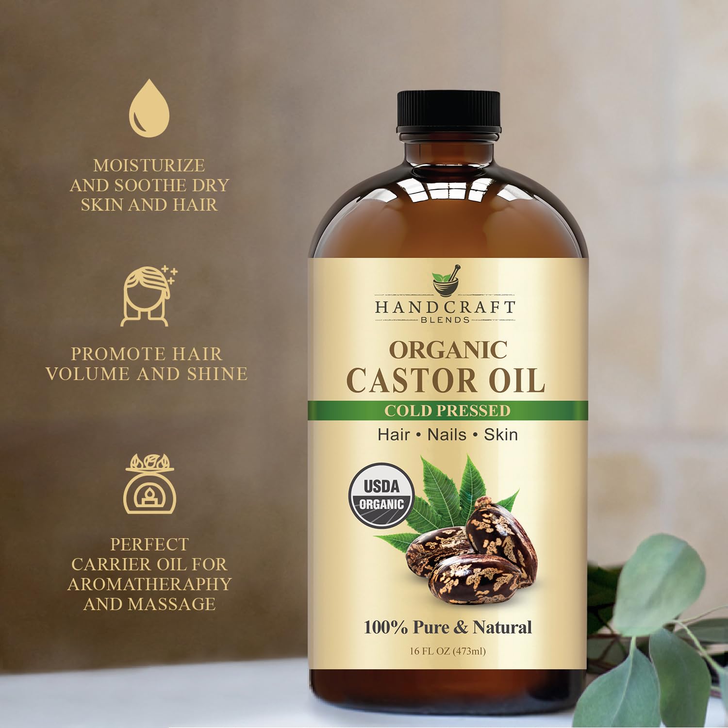 Cold-pressed castor oil nourishing hair