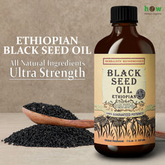 Close-up of cold-pressed Ethiopian black seed