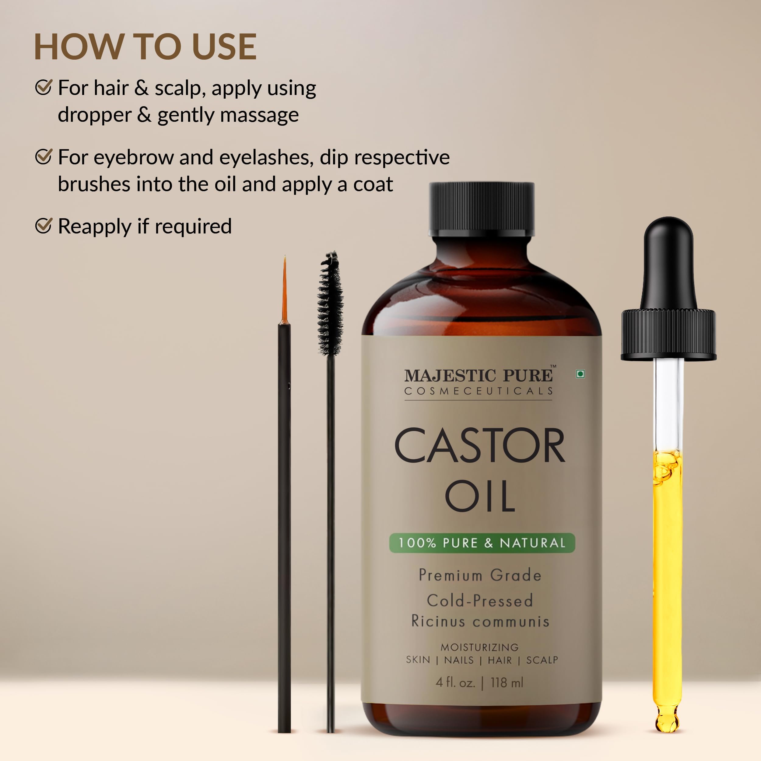 Hexane-free cold-pressed castor oil packaging