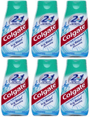 Colgate 2-in-1 toothpaste and mouthwash Icy Blast six-pack packaging (4.6 oz tubes)