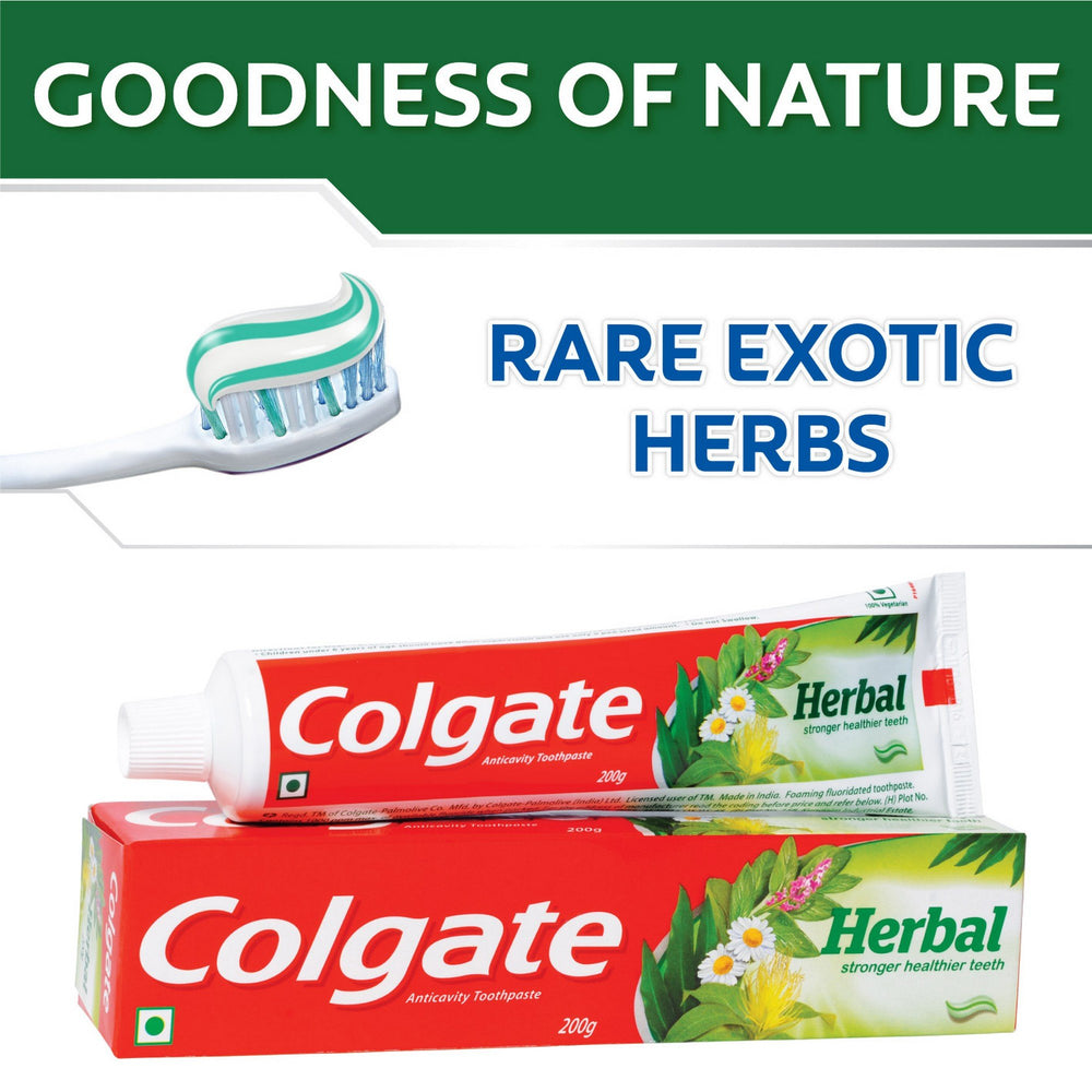 Ingredients label showing herbal components of Colgate Anticavity Toothpaste Herbal