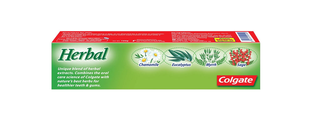 Front view of Colgate Anticavity Toothpaste Herbal packaging
