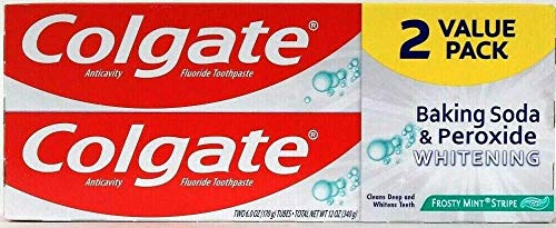 Colgate Baking Soda and Peroxide Whitening Toothpaste Frosty Mint Stripe twin-pack 2x6 oz (12 oz total)