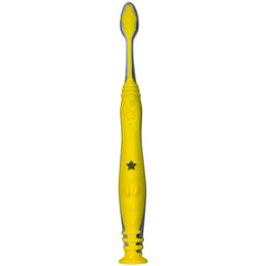Close-up of extra-soft bristles on Colgate Batman toothbrush