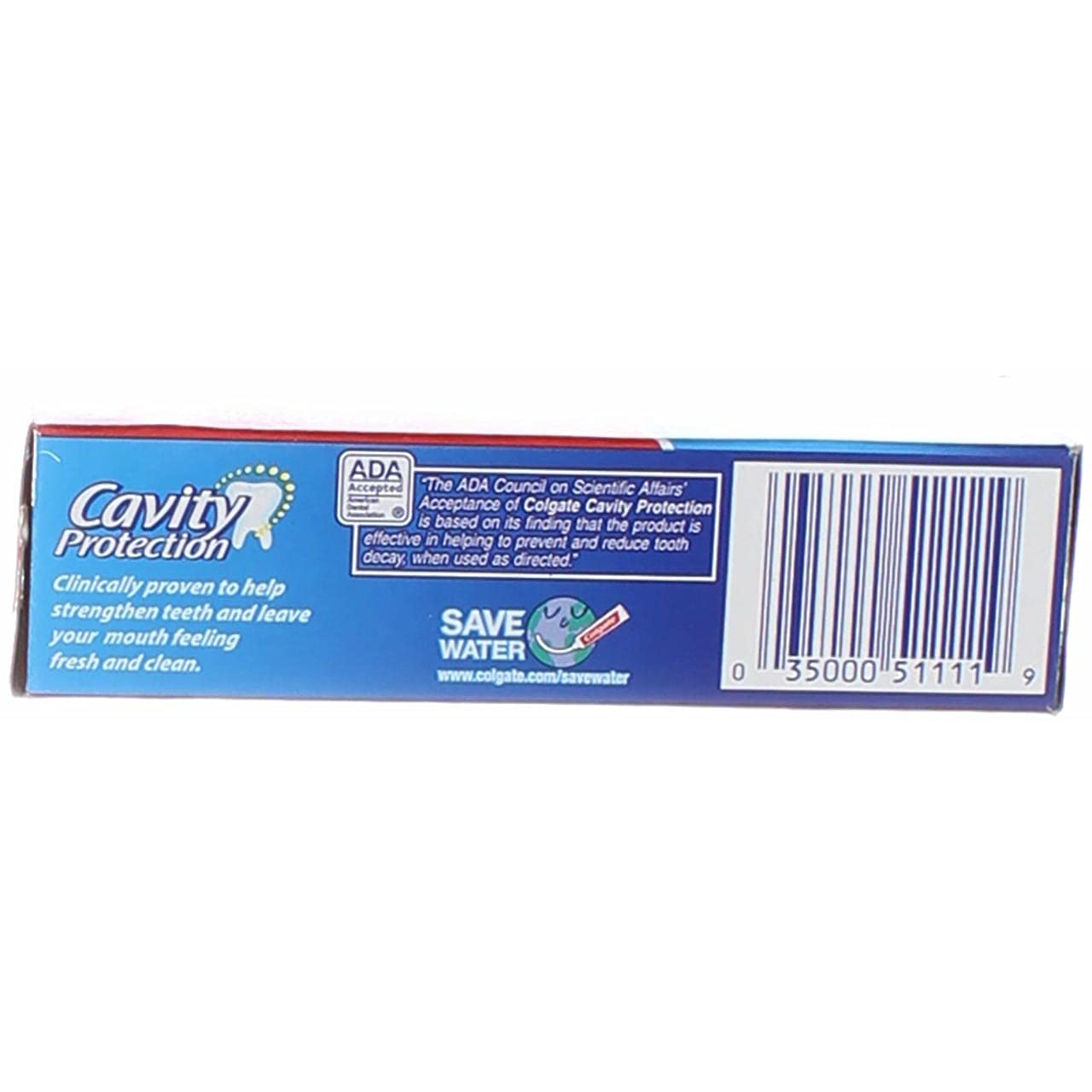 Side view of Colgate toothpaste pack displaying 8 travel-size tubes