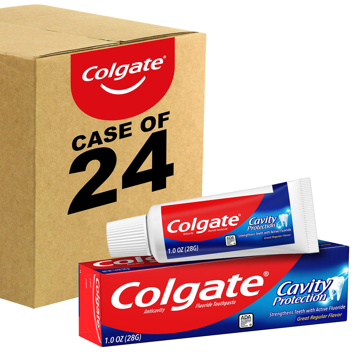 Colgate Cavity Protection toothpaste 24-pack with fluoride, 1 oz tubes