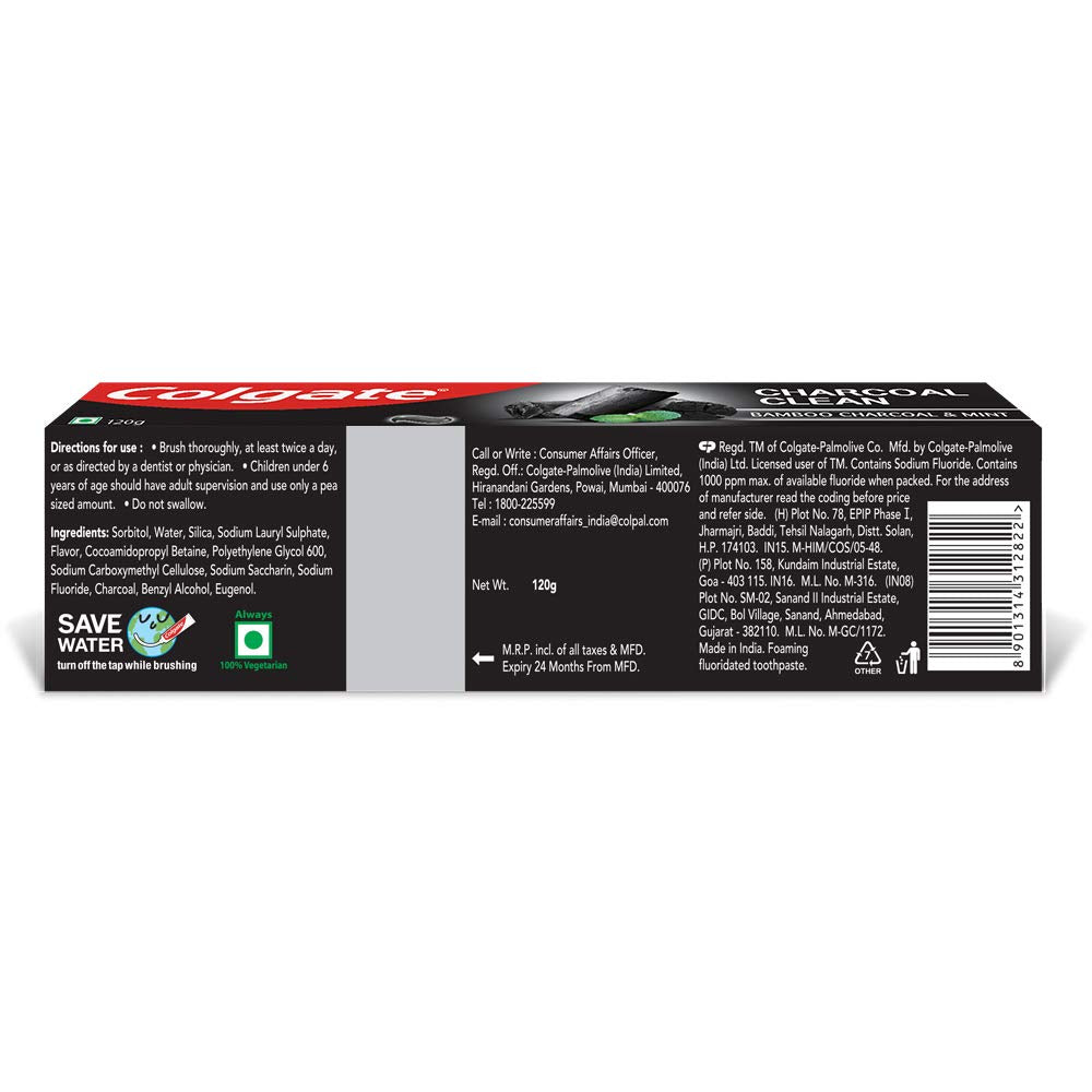 Lifestyle bathroom display of Colgate Charcoal Clean toothpaste