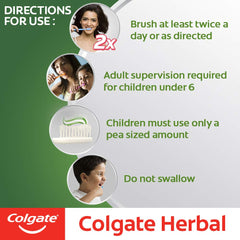 Brushing with Colgate Herbal Toothpaste on a toothbrush