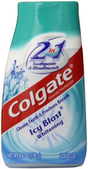 Front view of Colgate Icy Blast 2-in-1 toothpaste 5-pack packaging