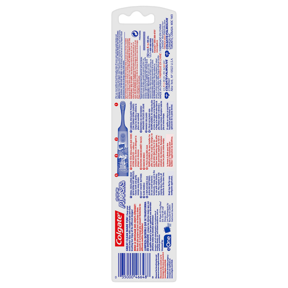 Close-up of extra soft bristles on Colgate PJ Masks toothbrush