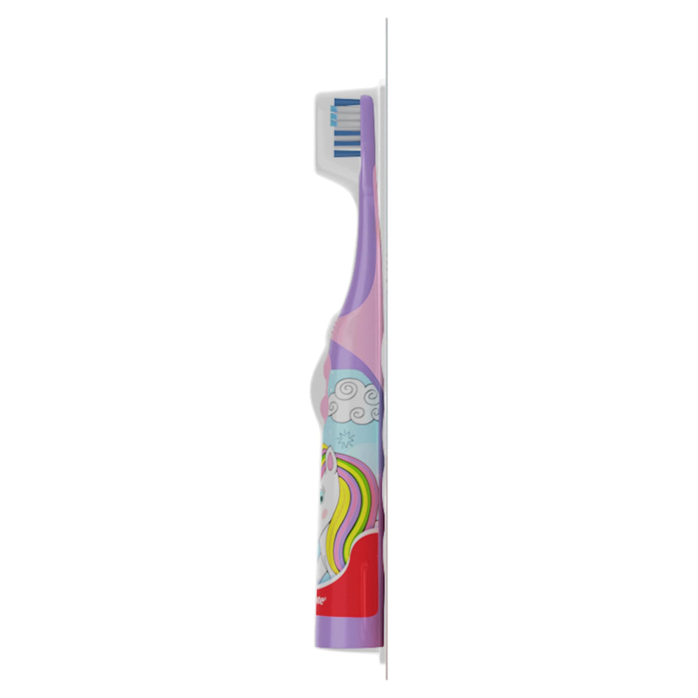 Brush in action showing reach to back teeth