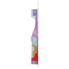 Brush in action showing reach to back teeth