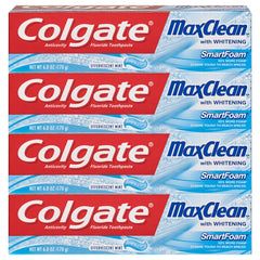 Colgate Max Clean Whitening Foaming Toothpaste 6 oz four-pack, front view