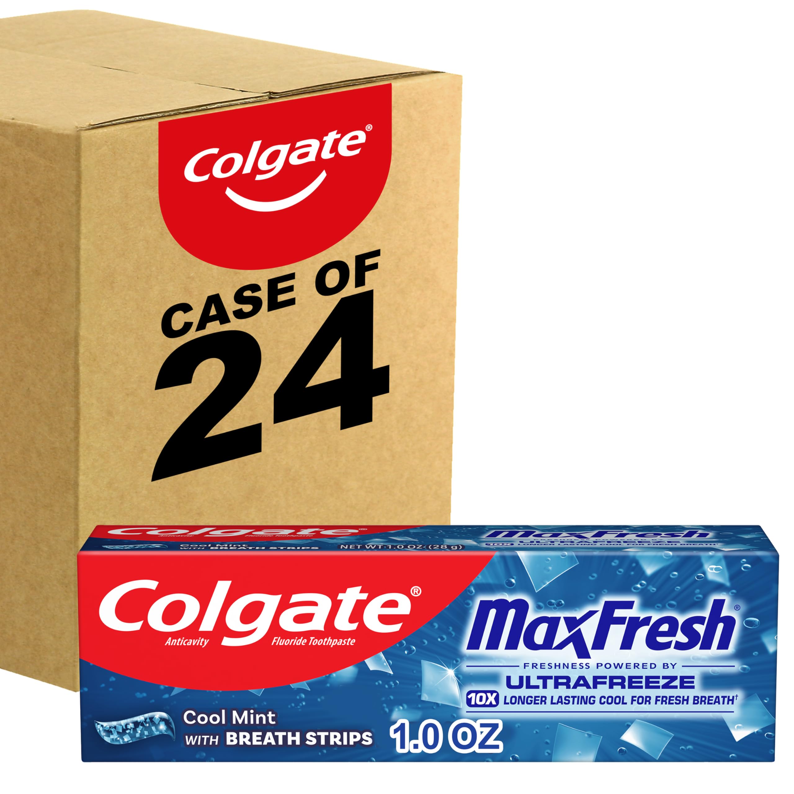 Colgate Max Fresh Travel Size Toothpaste 24-pack front view