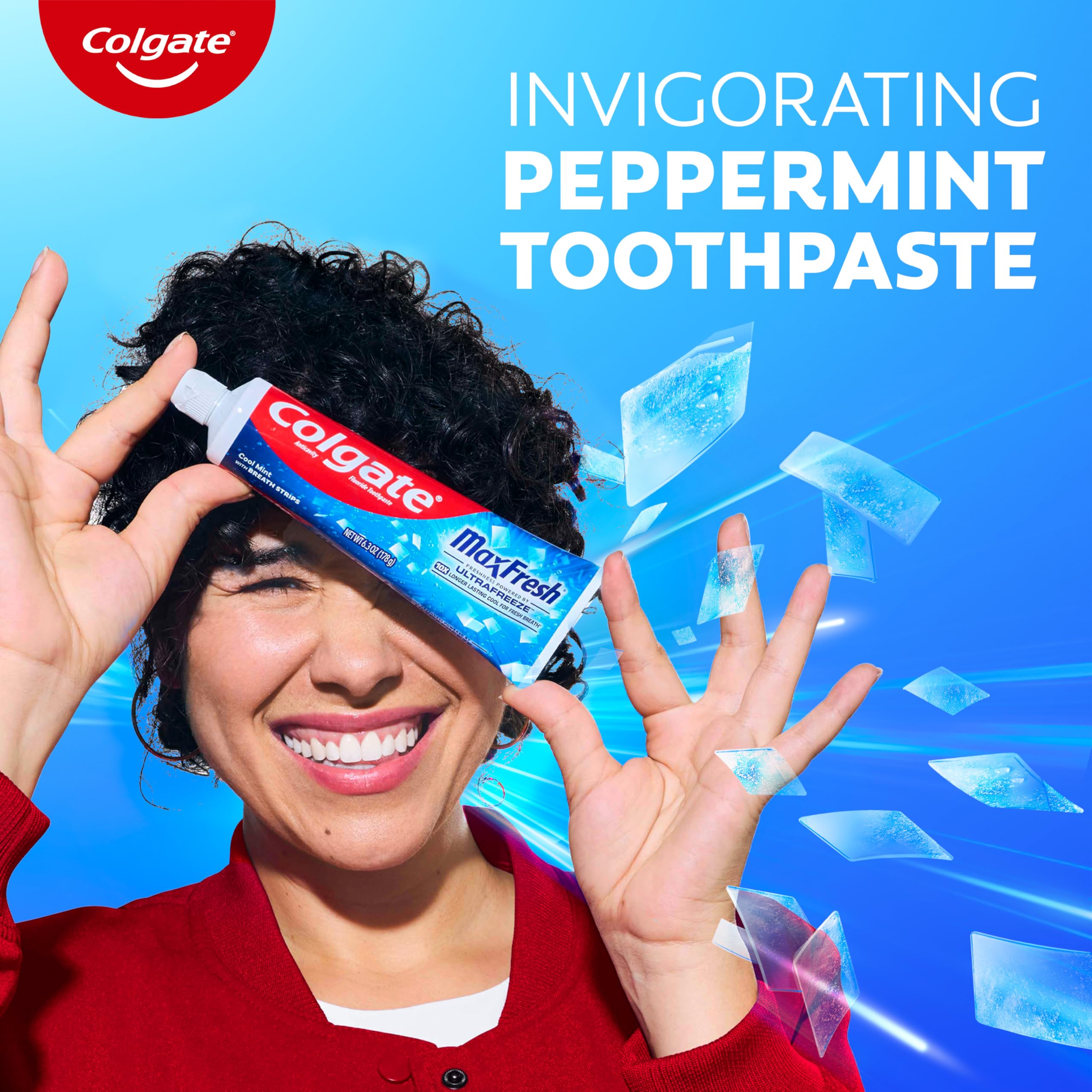 Display of 24-pack Colgate Max Fresh on shelf