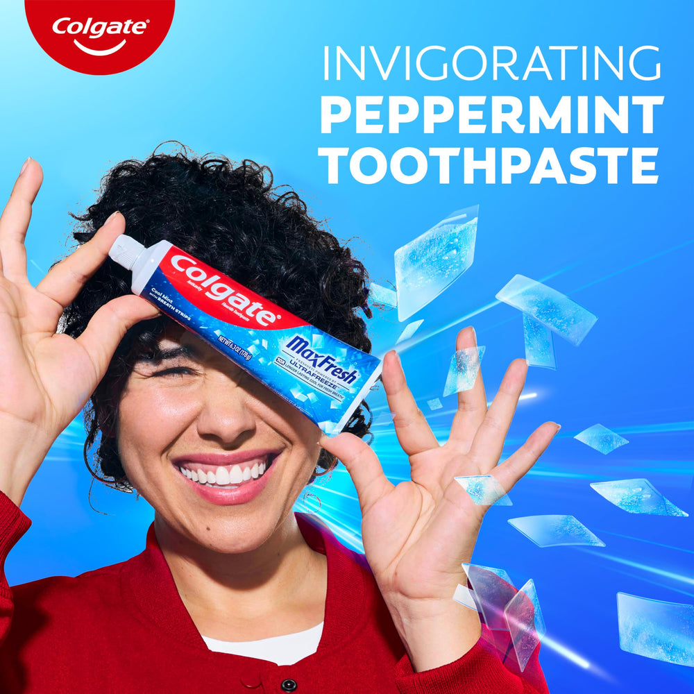 Display of 24-pack Colgate Max Fresh on shelf