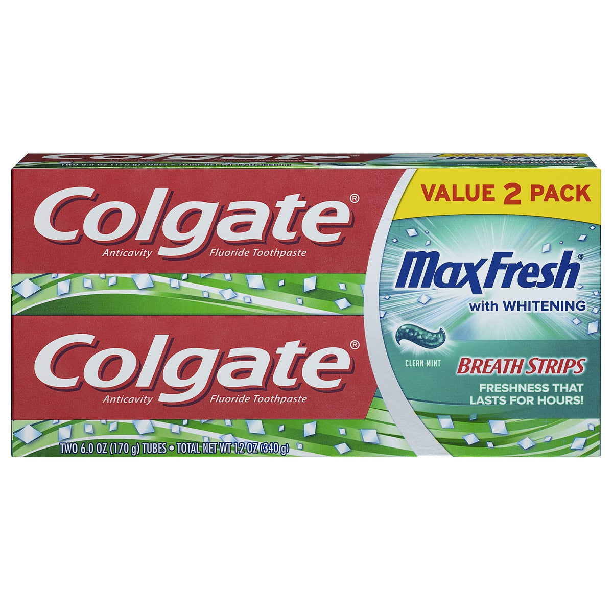 Colgate Max Fresh Whitening Toothpaste 6 oz 2-pack front packaging