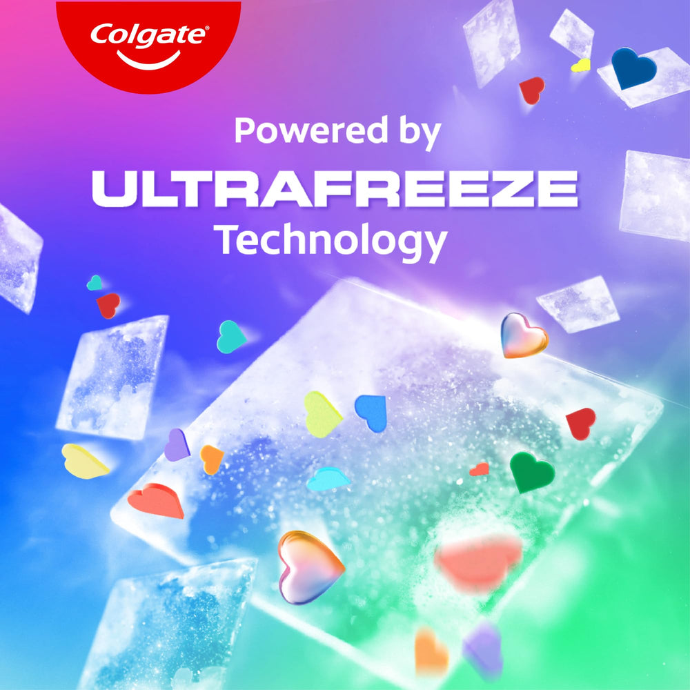 Front view of Colgate MaxFresh Rainbow Fresh toothpaste packaging
