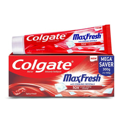 Front view of Colgate MaxFresh Red Gel toothpaste 150g tube