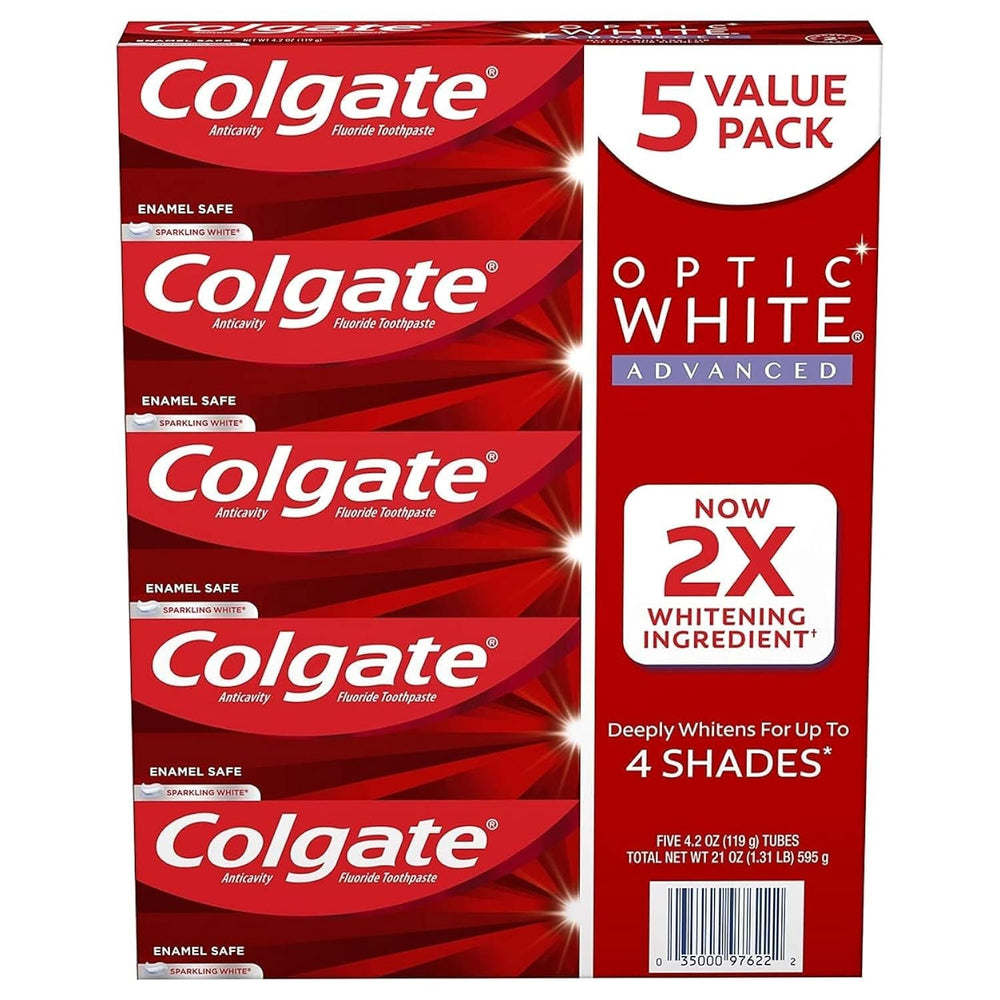 Colgate Optic White Advanced Toothpaste 4.2 oz 5-pack – Sparkling White
