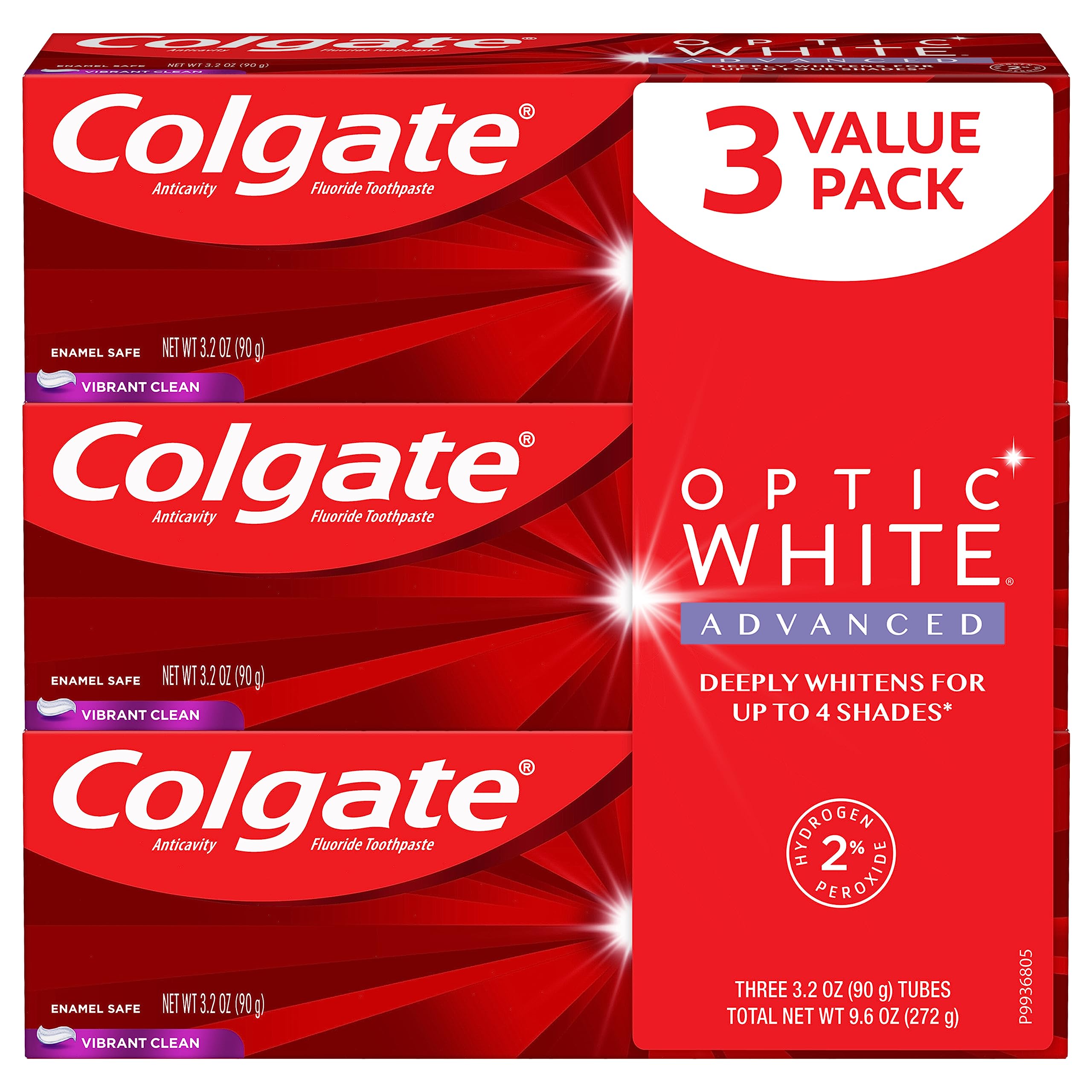 Colgate Advanced Clean Colgate Optic White Advanced Vibrant Clean Toothpaste – 3.2 oz, 3-Pack ...