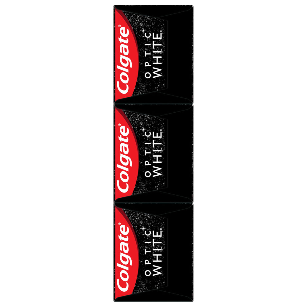 Colgate Optic White Charcoal toothpaste tube with Colgate branding