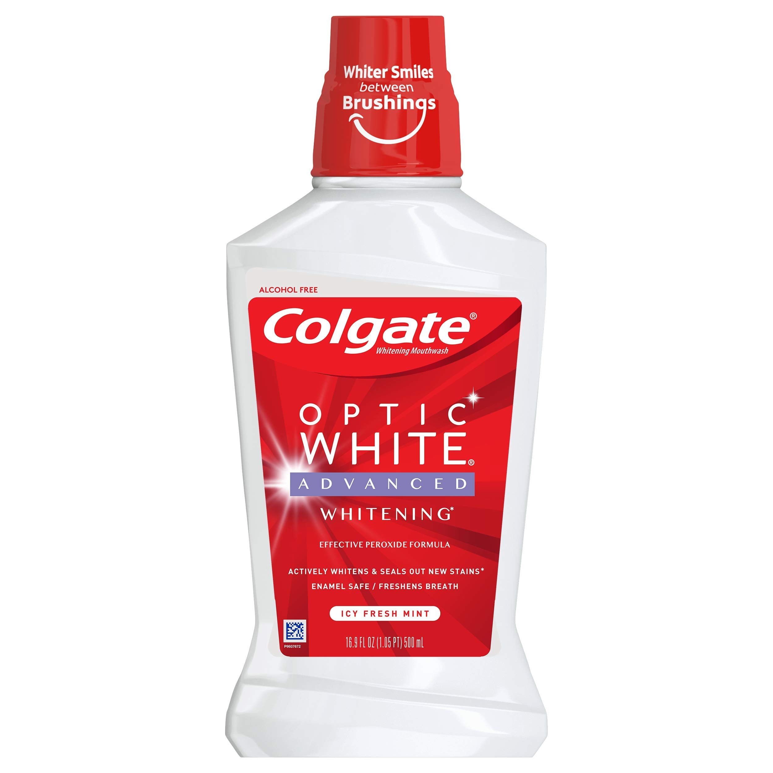 Colgate Optic White Mouthwash Fresh Mint 473 mL bottle front view