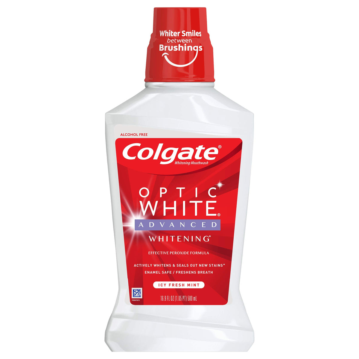 Colgate Optic White Mouthwash Fresh Mint 473 mL bottle front view