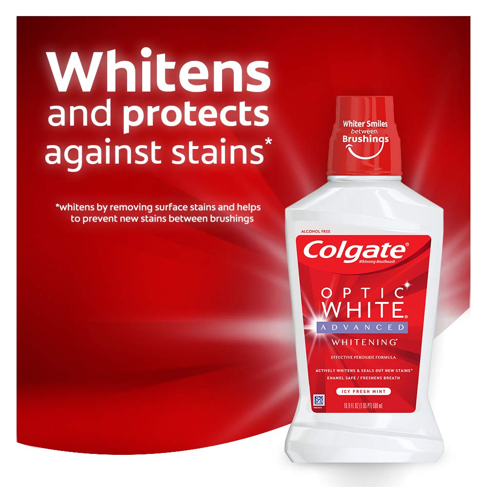 Colgate Optic White Mouthwash label close-up