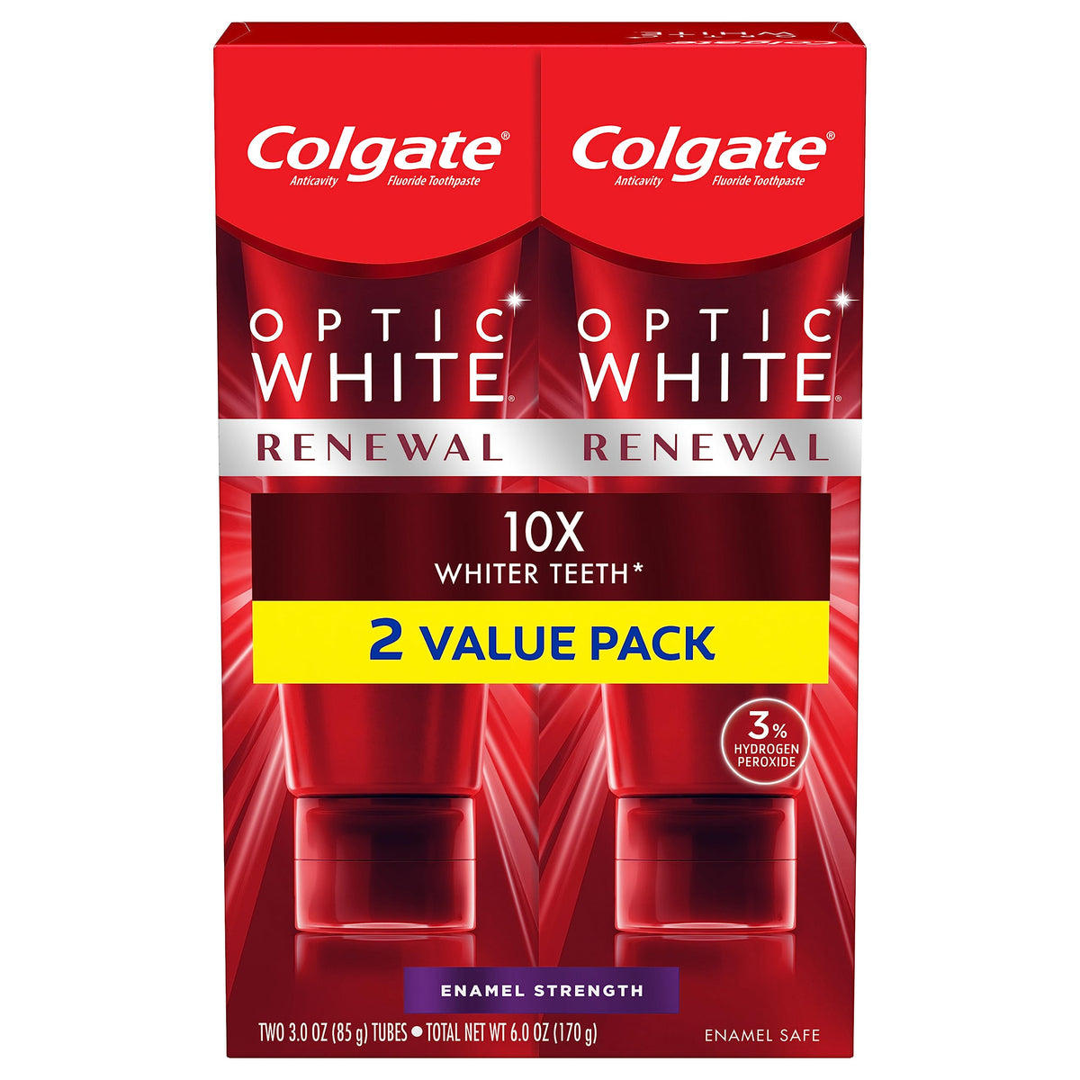 Colgate Optic White Renewal toothpaste 3 oz tube in 2-pack packaging