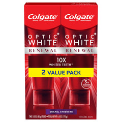 Close-up texture of Colgate Optic White Renewal toothpaste