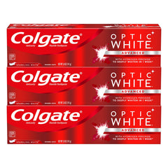 Colgate Optic White Sparkling Mint toothpaste 5 oz 2-pack box and tube
