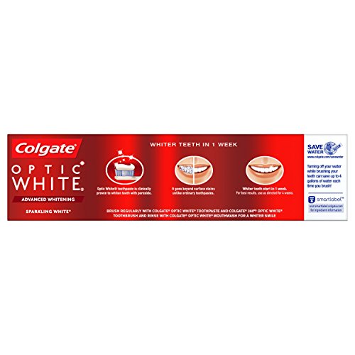Smiling person with bright teeth after using Colgate Optic White Sparkling Mint