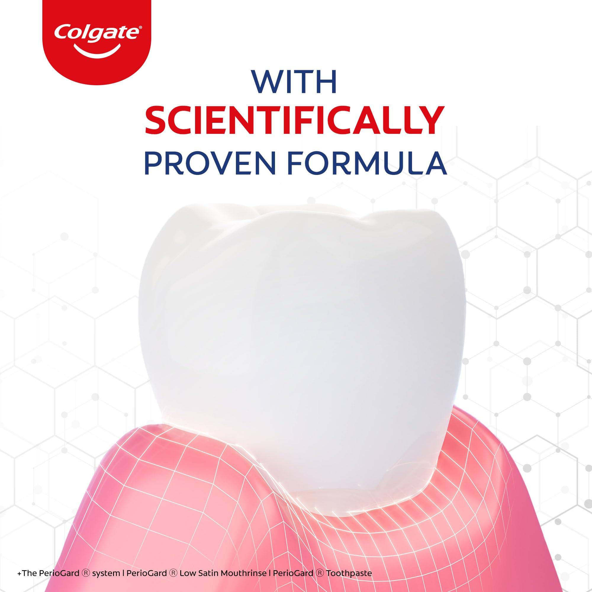 Gums and teeth health concept featuring Colgate PerioGard