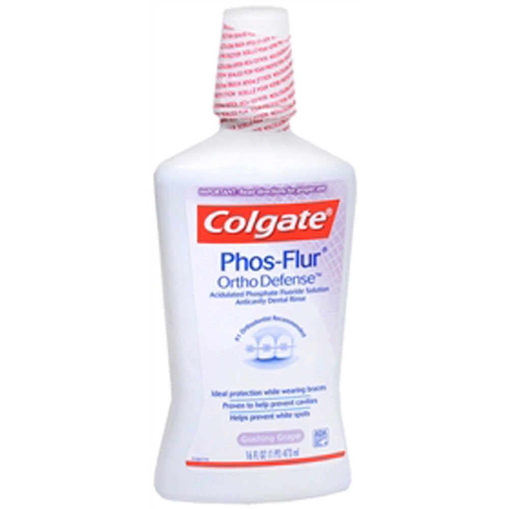 Colgate Phos-Flur Anti-Cavity Fluoride Rinse bottle, Gushing Grape flavor, 16.9 oz