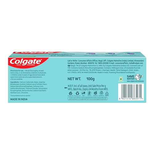 Recyclable packaging icon on Colgate Pro Argin toothpaste
