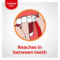 Teeth with floss removing plaque between them