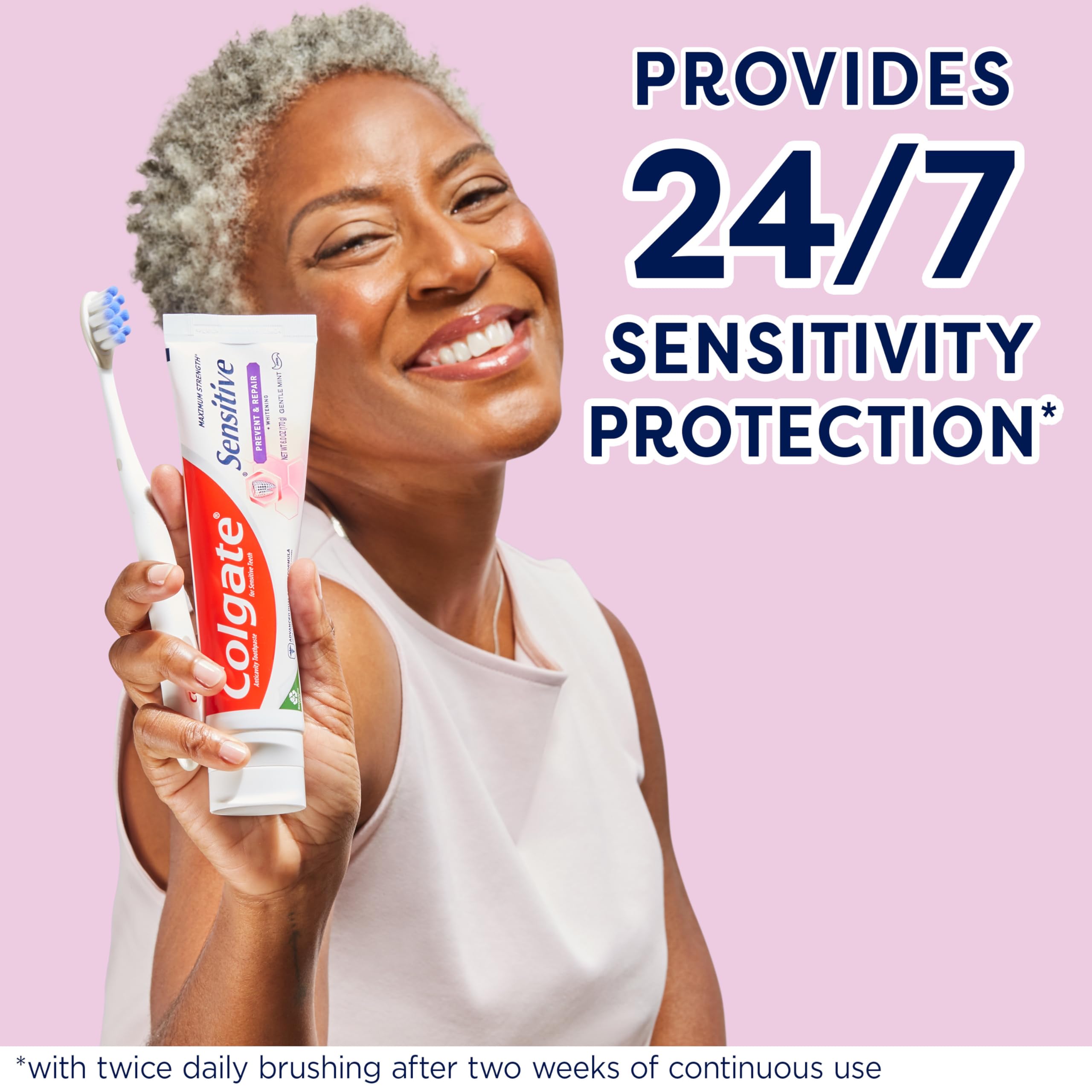 Three Colgate Sensitive Prevent and Repair toothpaste tubes in a pack