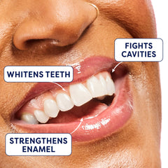 Whitening and enamel protection text on Colgate packaging