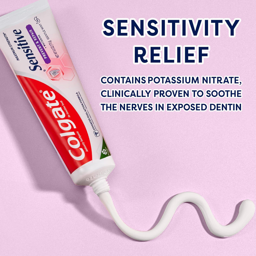 Fluoride label close-up on Colgate toothpaste