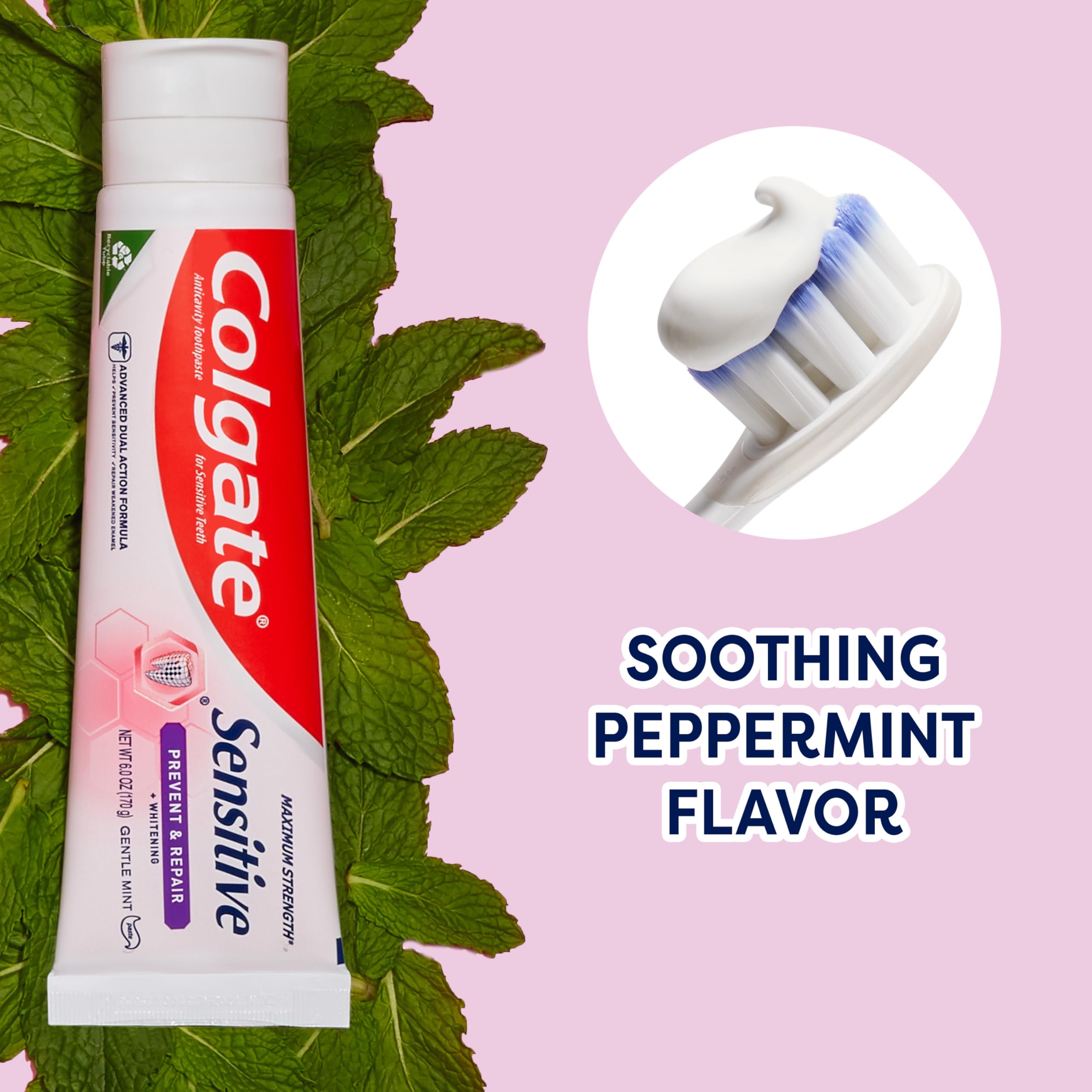 Two tubes of Colgate Sensitive Prevent and Repair with mint flavor