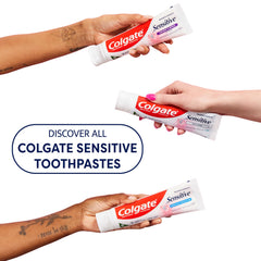 Product shot: Colgate Sensitive Prevent and Repair 3-pack on white background